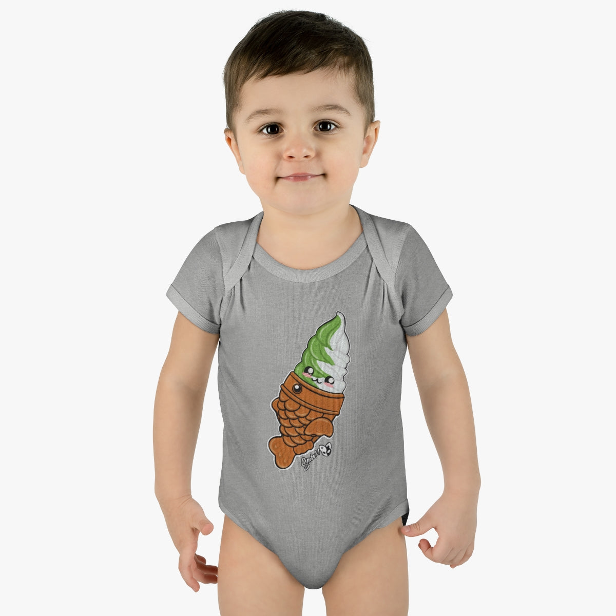 Matcha and Vanilla Soft Serve Tayaki Infant Baby Rib Bodysuit