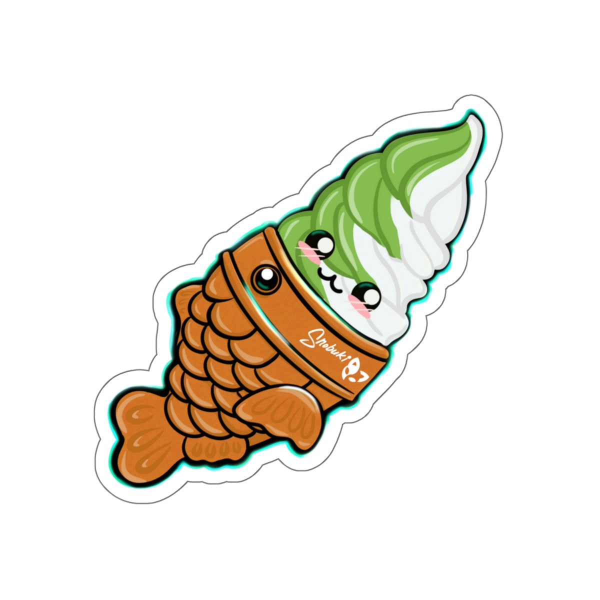 Taiyaki with Matcha and Vanilla Soft Serve Die-Cut Stickers