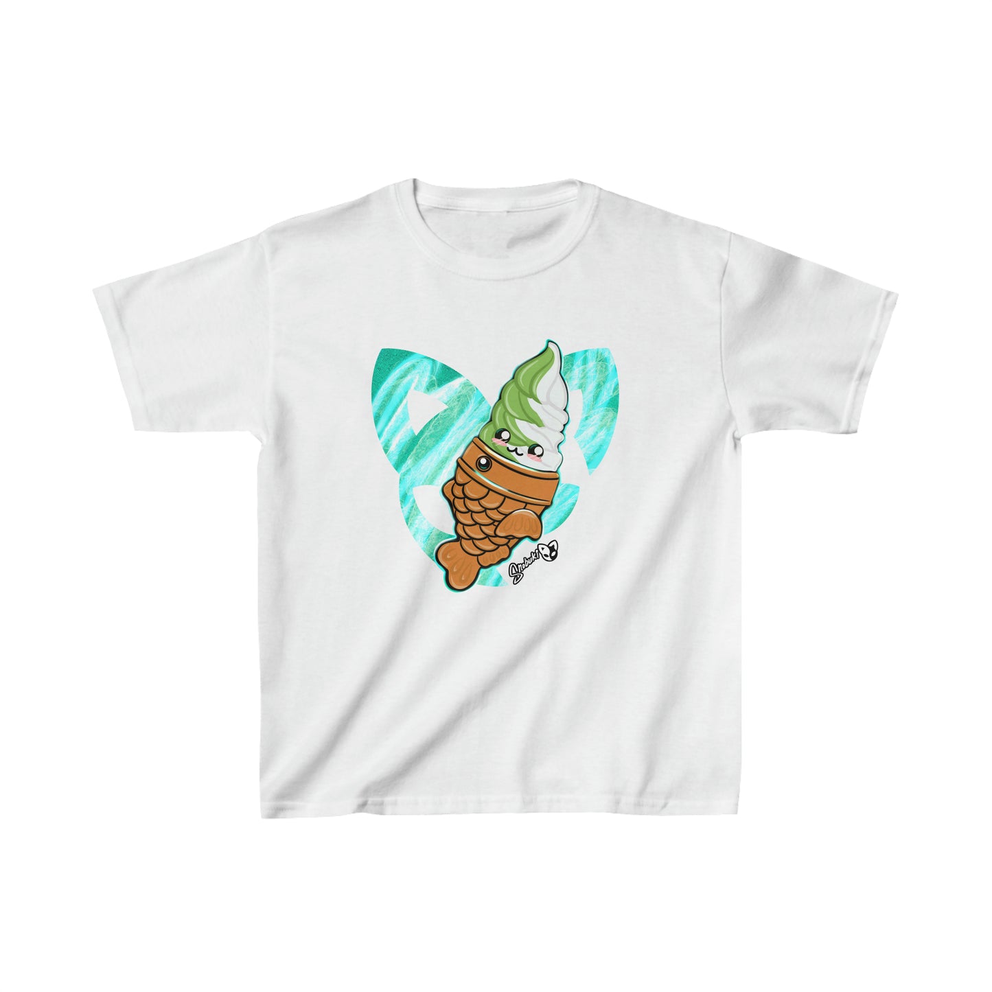 Matcha and vanilla soft serve tayaki with Snobuki logo Kids Heavy Cotton™ Tee