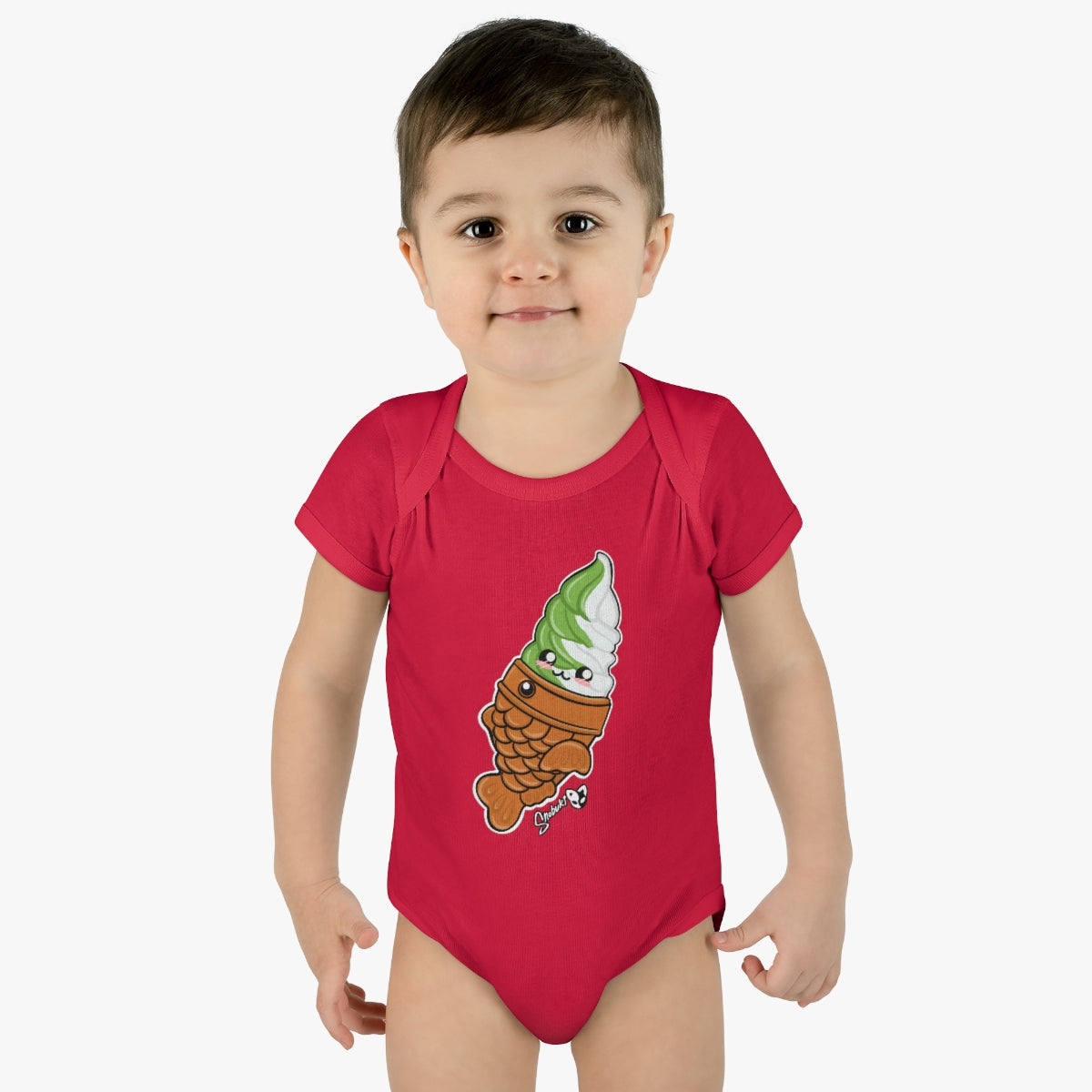 Matcha and Vanilla Soft Serve Tayaki Infant Baby Rib Bodysuit