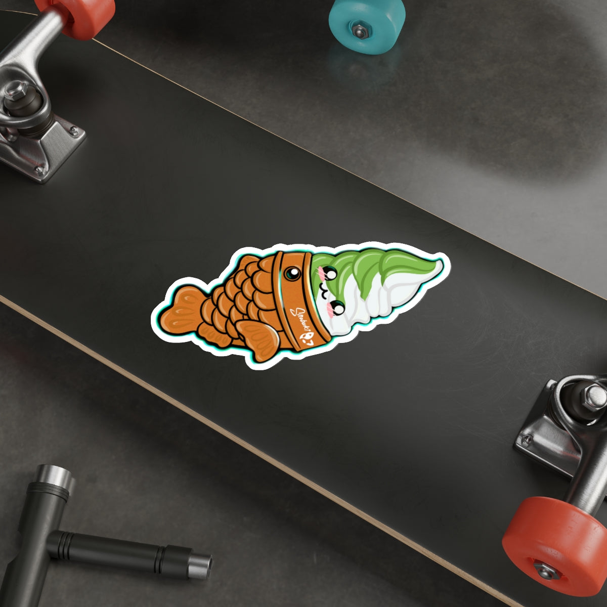 Taiyaki with Matcha and Vanilla Soft Serve Die-Cut Stickers