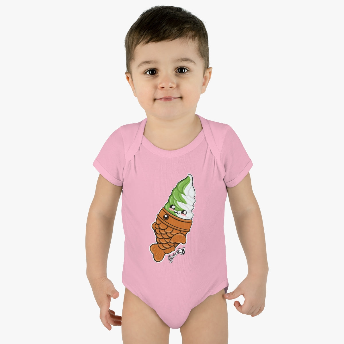 Matcha and Vanilla Soft Serve Tayaki Infant Baby Rib Bodysuit