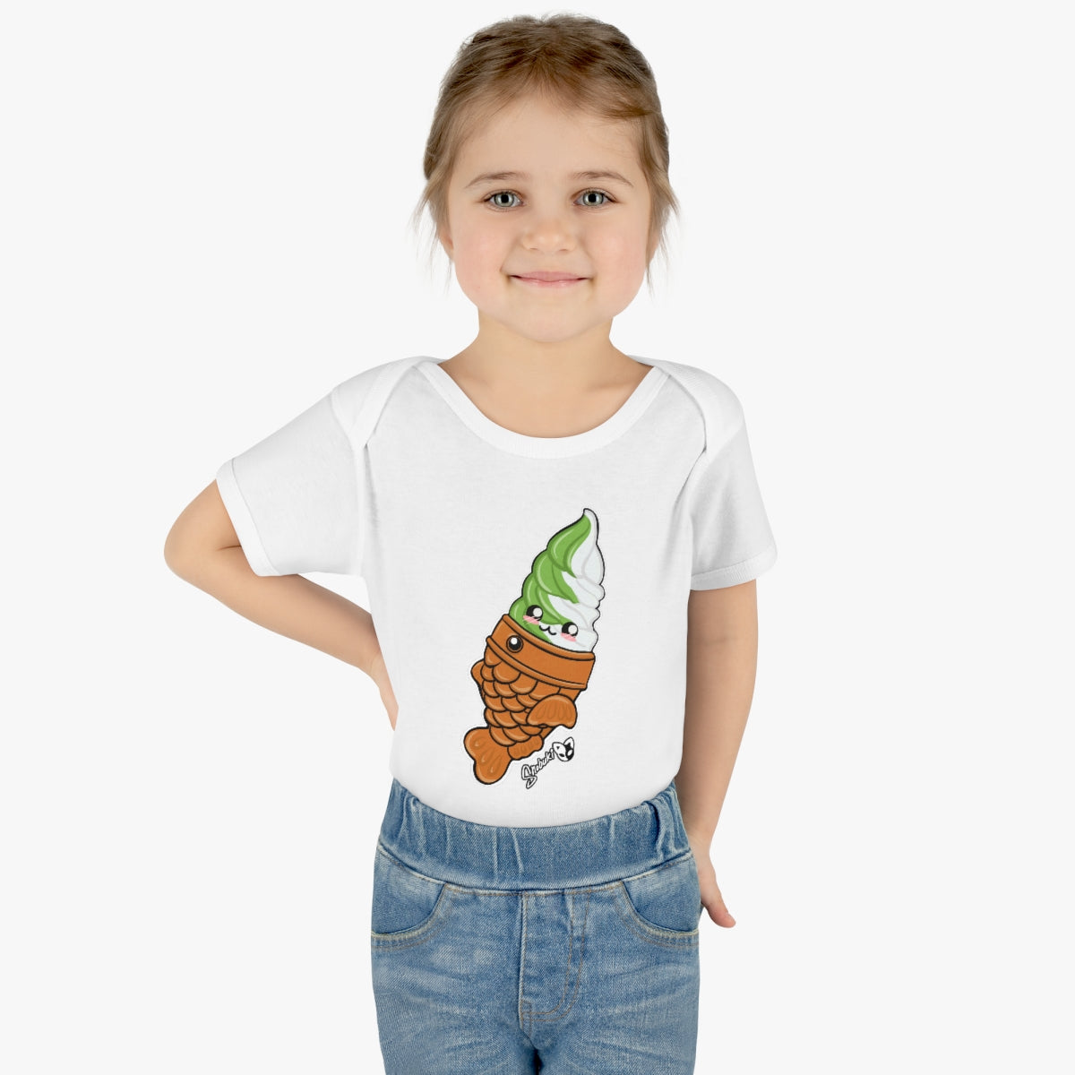 Matcha and Vanilla Soft Serve Tayaki Infant Baby Rib Bodysuit