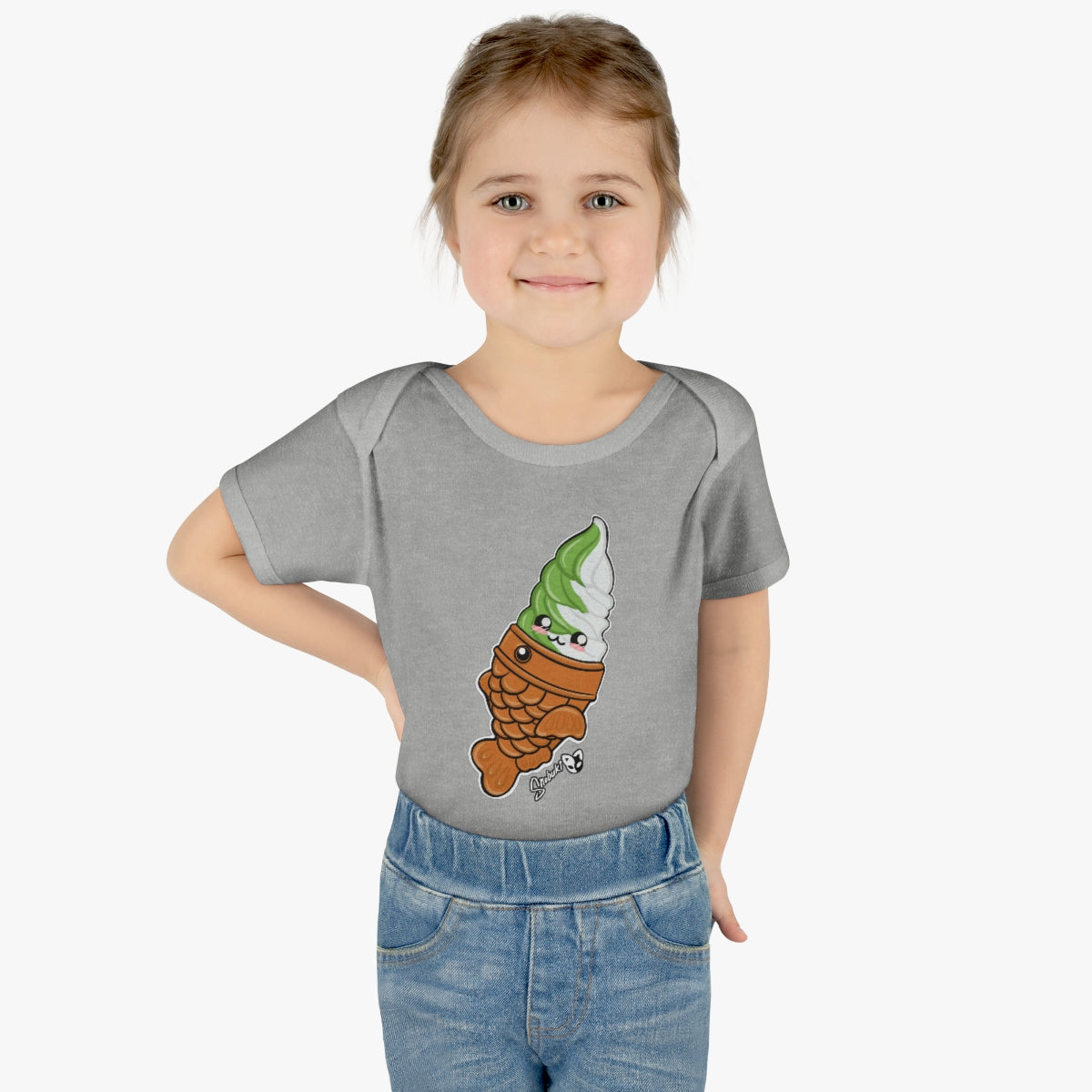 Matcha and Vanilla Soft Serve Tayaki Infant Baby Rib Bodysuit