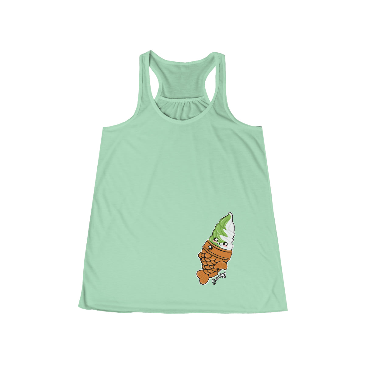 Matcha and vanilla soft serve tayaki Women's Racerback Tank