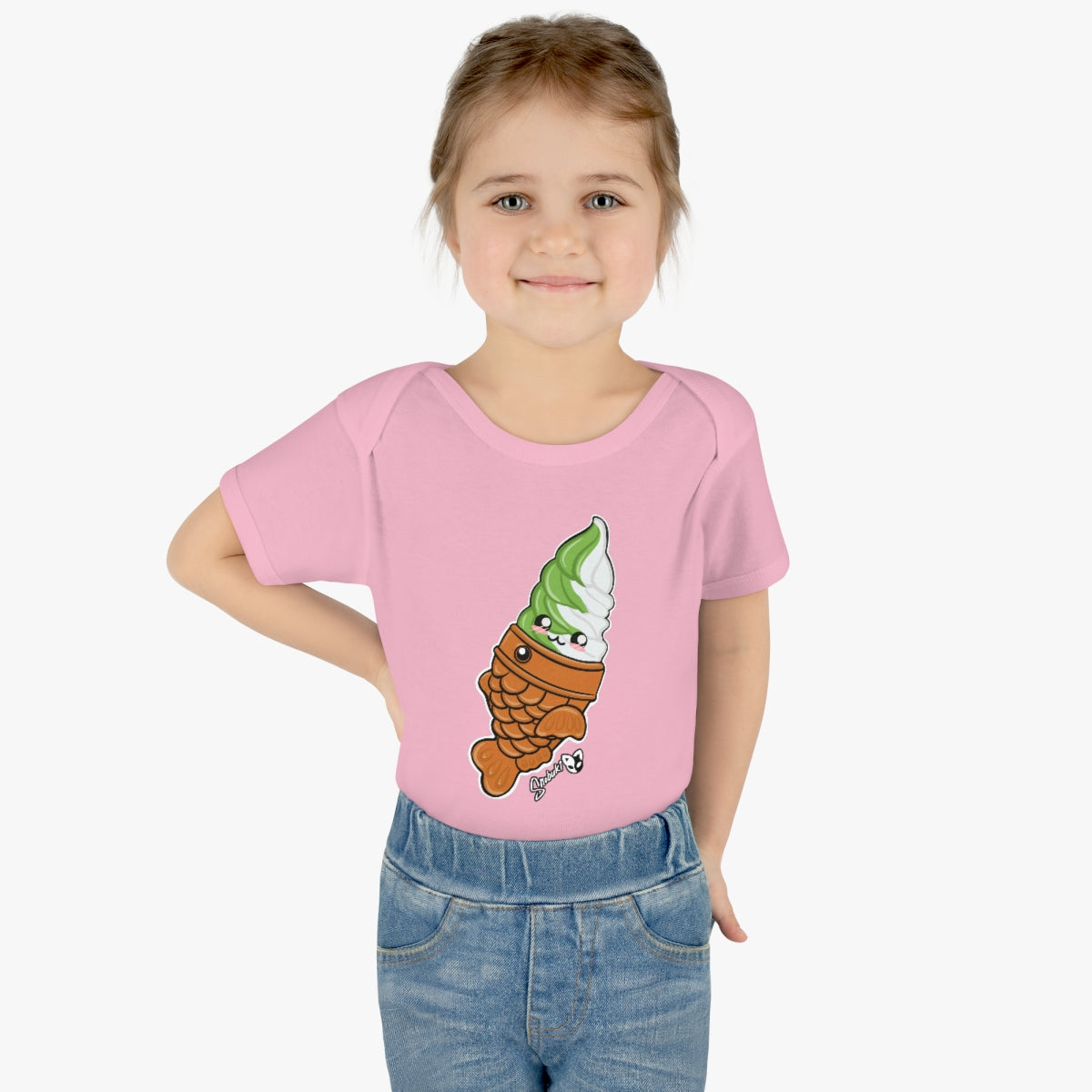 Matcha and Vanilla Soft Serve Tayaki Infant Baby Rib Bodysuit