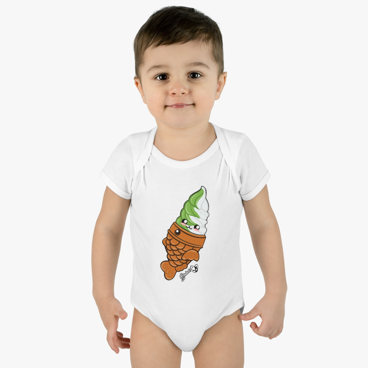 Matcha and Vanilla Soft Serve Tayaki Infant Baby Rib Bodysuit