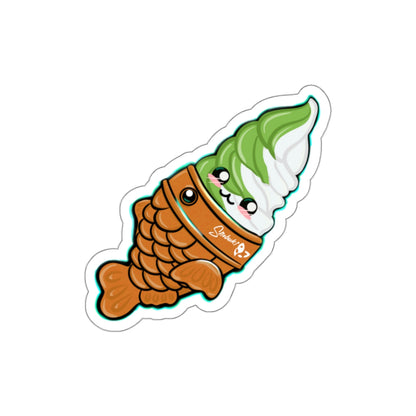 Taiyaki with Matcha and Vanilla Soft Serve Die-Cut Stickers