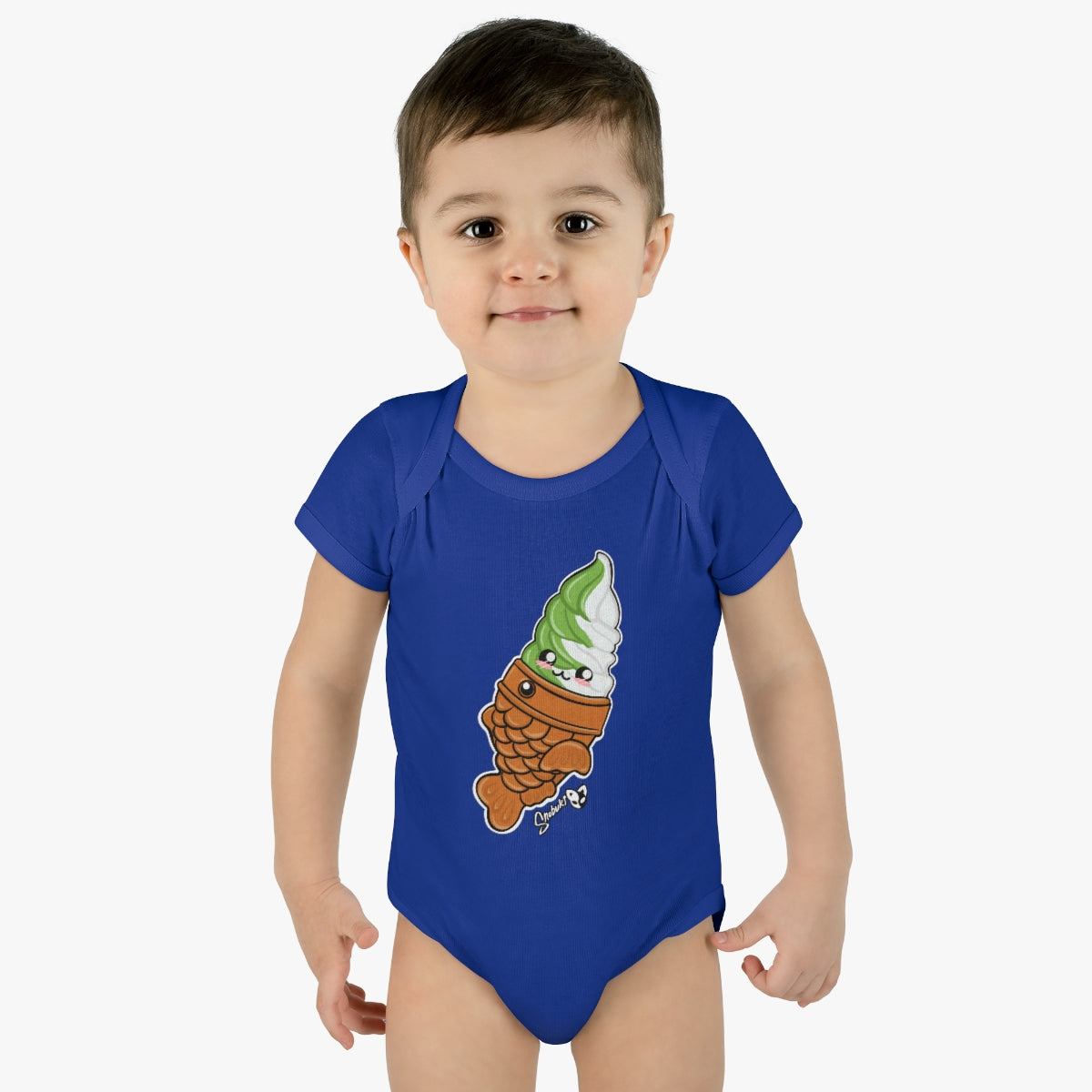 Matcha and Vanilla Soft Serve Tayaki Infant Baby Rib Bodysuit