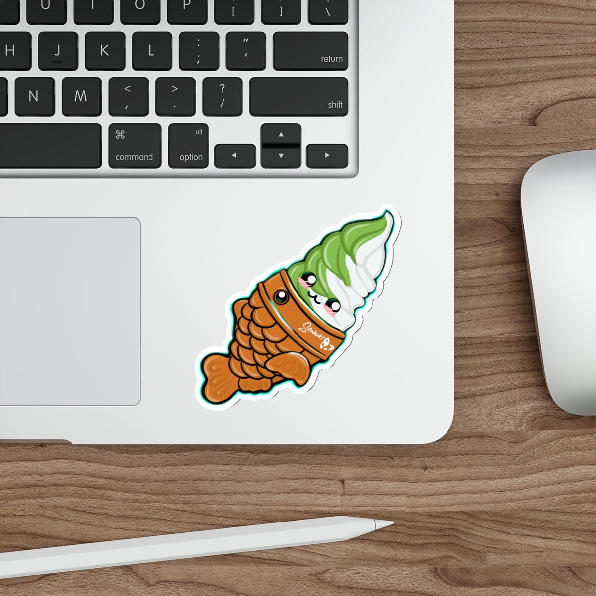 Taiyaki with Matcha and Vanilla Soft Serve Die-Cut Stickers