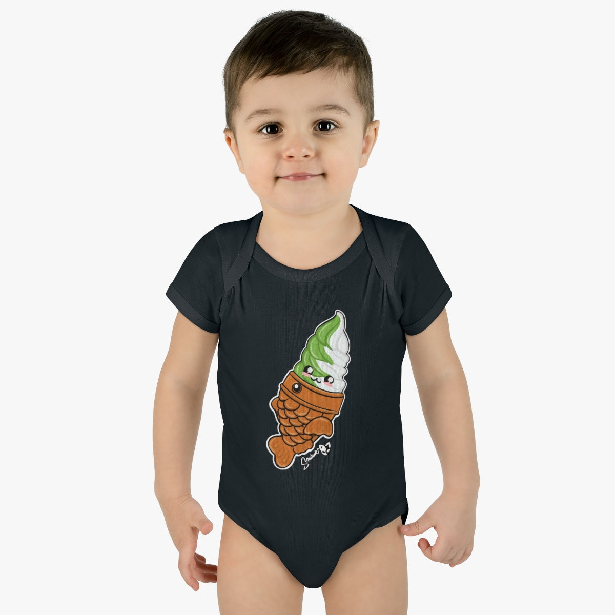 Matcha and Vanilla Soft Serve Tayaki Infant Baby Rib Bodysuit