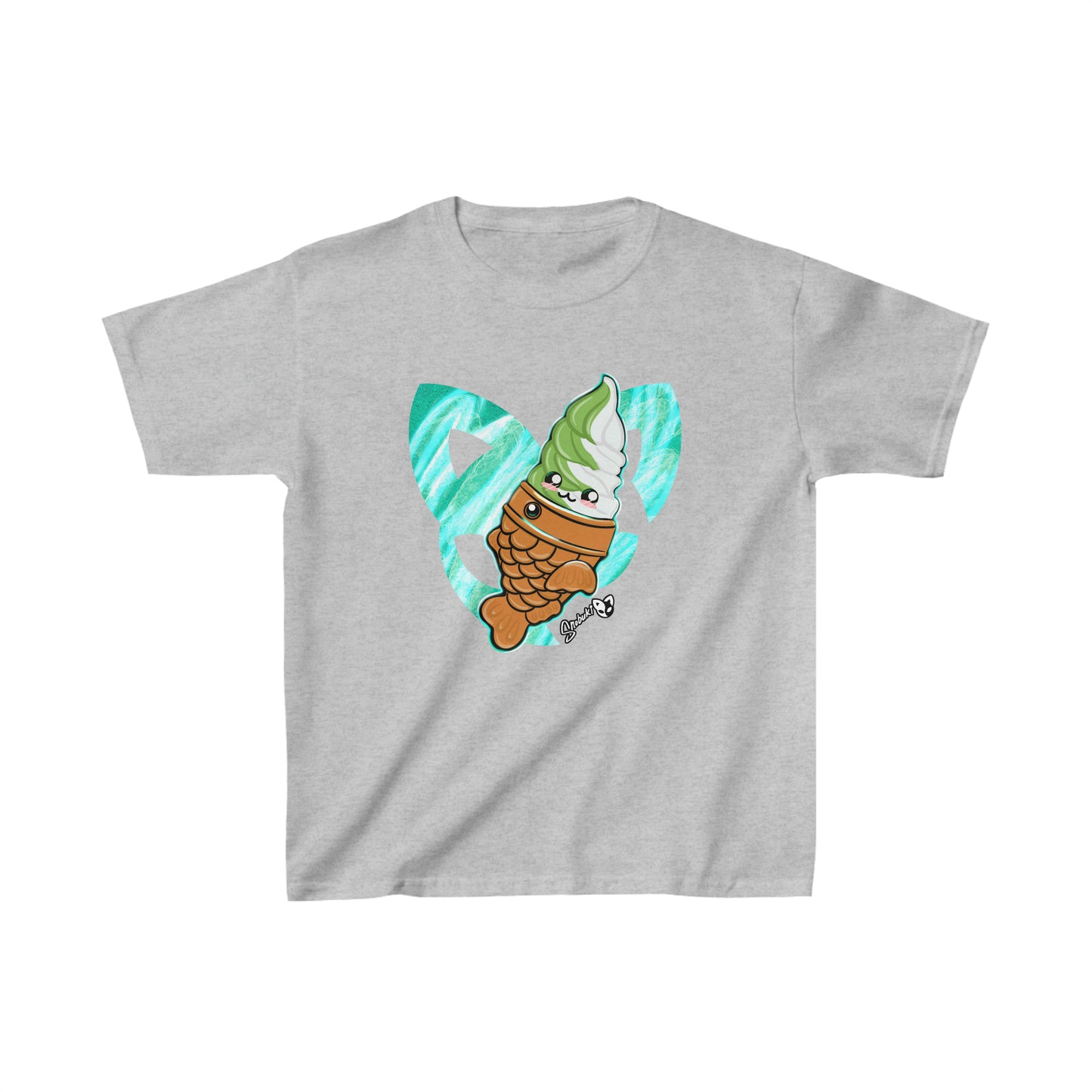 Matcha and vanilla soft serve tayaki with Snobuki logo Kids Heavy Cotton™ Tee