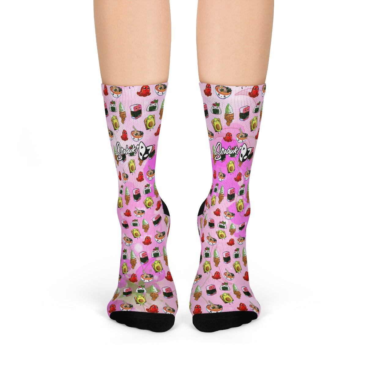 Food Fam Pac Crew Socks - Pink Floral