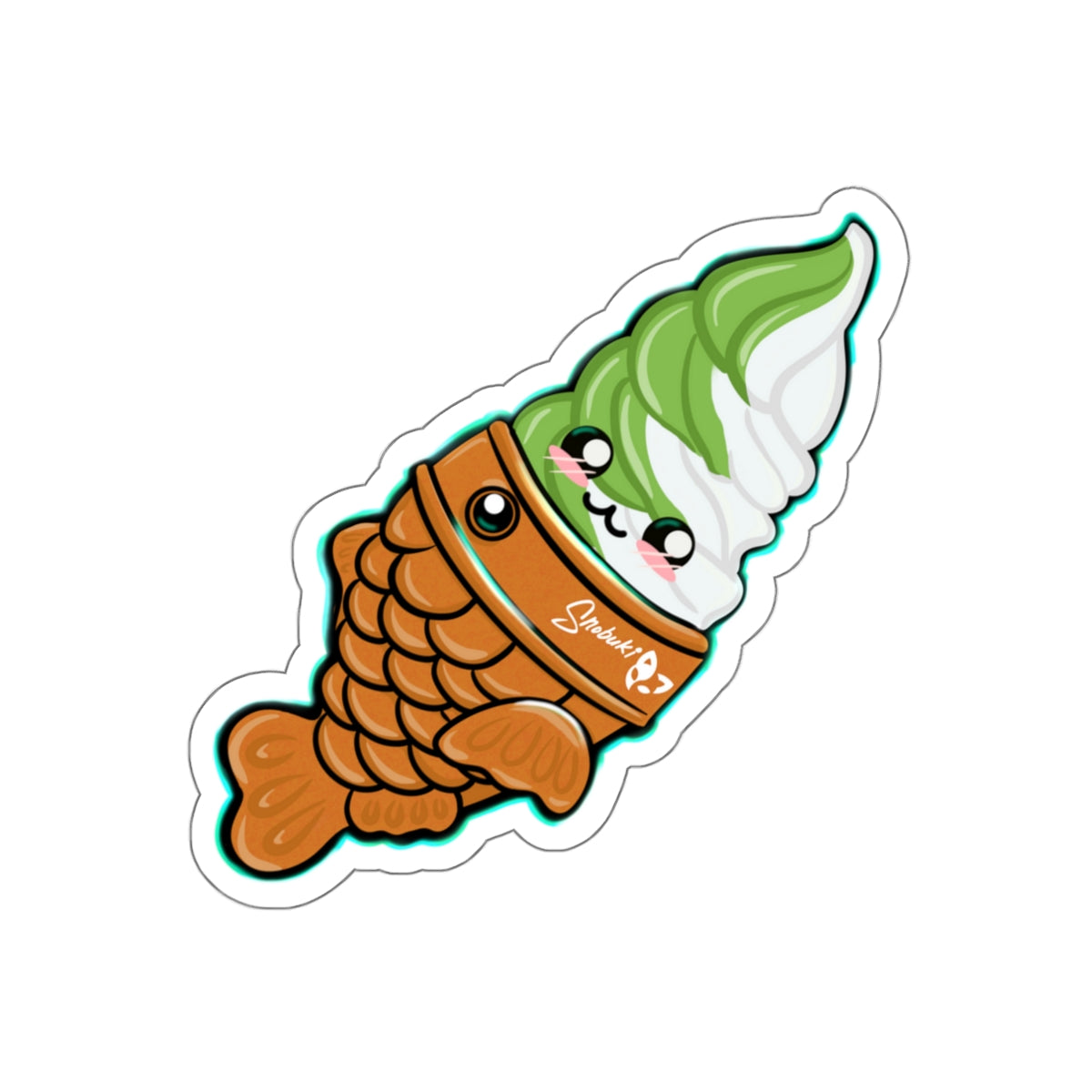 Taiyaki with Matcha and Vanilla Soft Serve Die-Cut Stickers